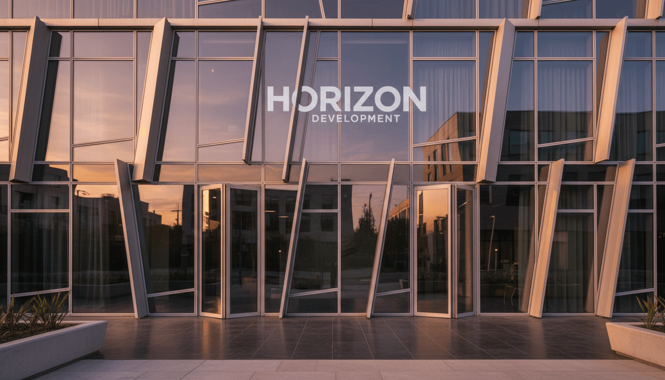 Modern glass curtain wall on a commercial building facade